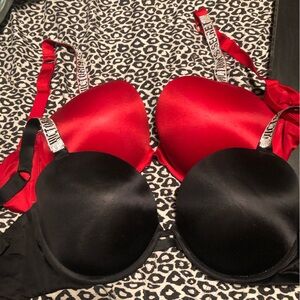 Victoria Secret bombshell push up bras with Rhinestone straps 38 D